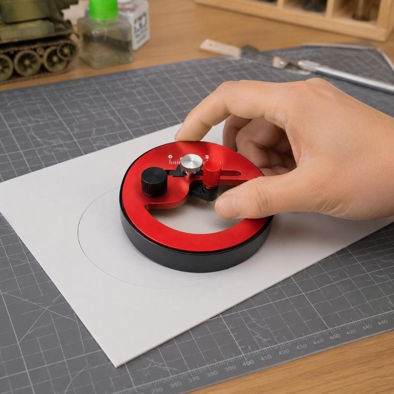 Circle Cutter Hand Tool for Photo Paper, Film Sheets, Paper Crafts and Model Making with Adjustable Guide Design