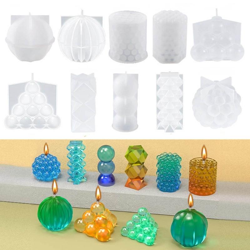 DIY Casting Mold Geometric Candle Molds, Silicone Crafts Mold Pendant 3D Geometric Candle Mold Candle Decorations Tools