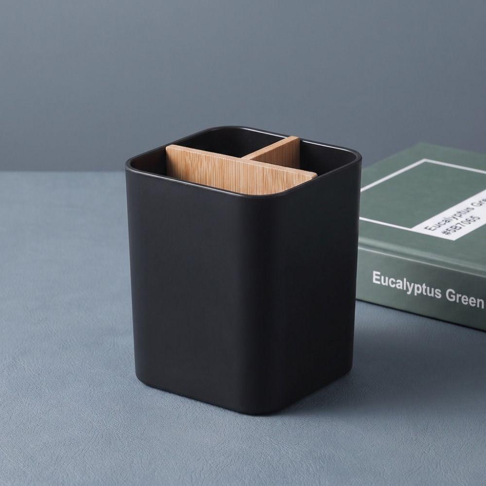 Bamboo Divided Pencil Storage Box Organizer Desktop Storage Simple Flower Vase  Desk Storage