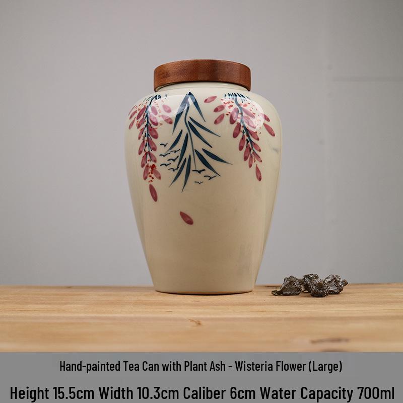 Hand-painted Bamboo Ceramic Tea Canister - Moisture-proof Storage for Green, White, and Pu'er Tea