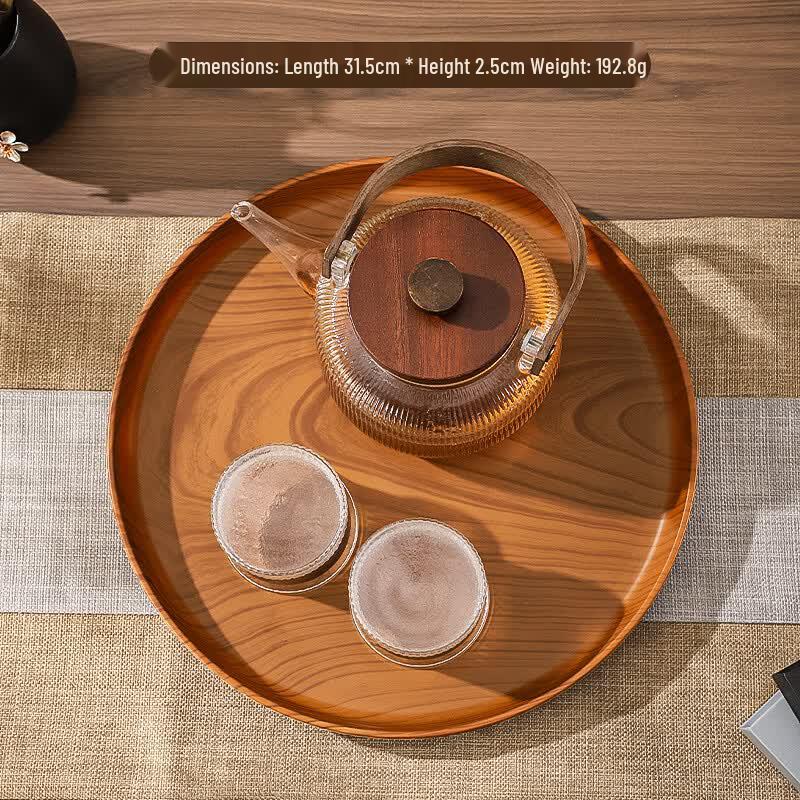 ZISIZ Japanese Style 32CM Round Stainless Steel Serving Tray with Three Compartments