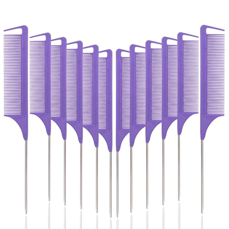 Rat Tail Comb Set - Professional Fine-Tip Comb, Anti-Static Hair Dye Comb & Steel Pin Hairbrush,Suitable for all hair types