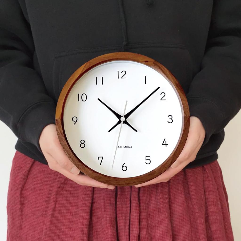 KATOMOKU Muku Clock 13 Walnut Wall Clock with Continuous Second Hand km-130WA 220mm (Quartz Clock)