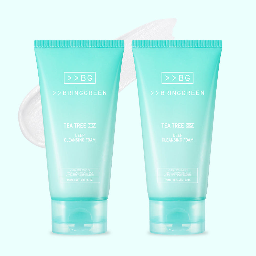 BRINGGREEN Tea Tree Cica Очищающая пенка для проблем, 200 мл, двойная упаковка