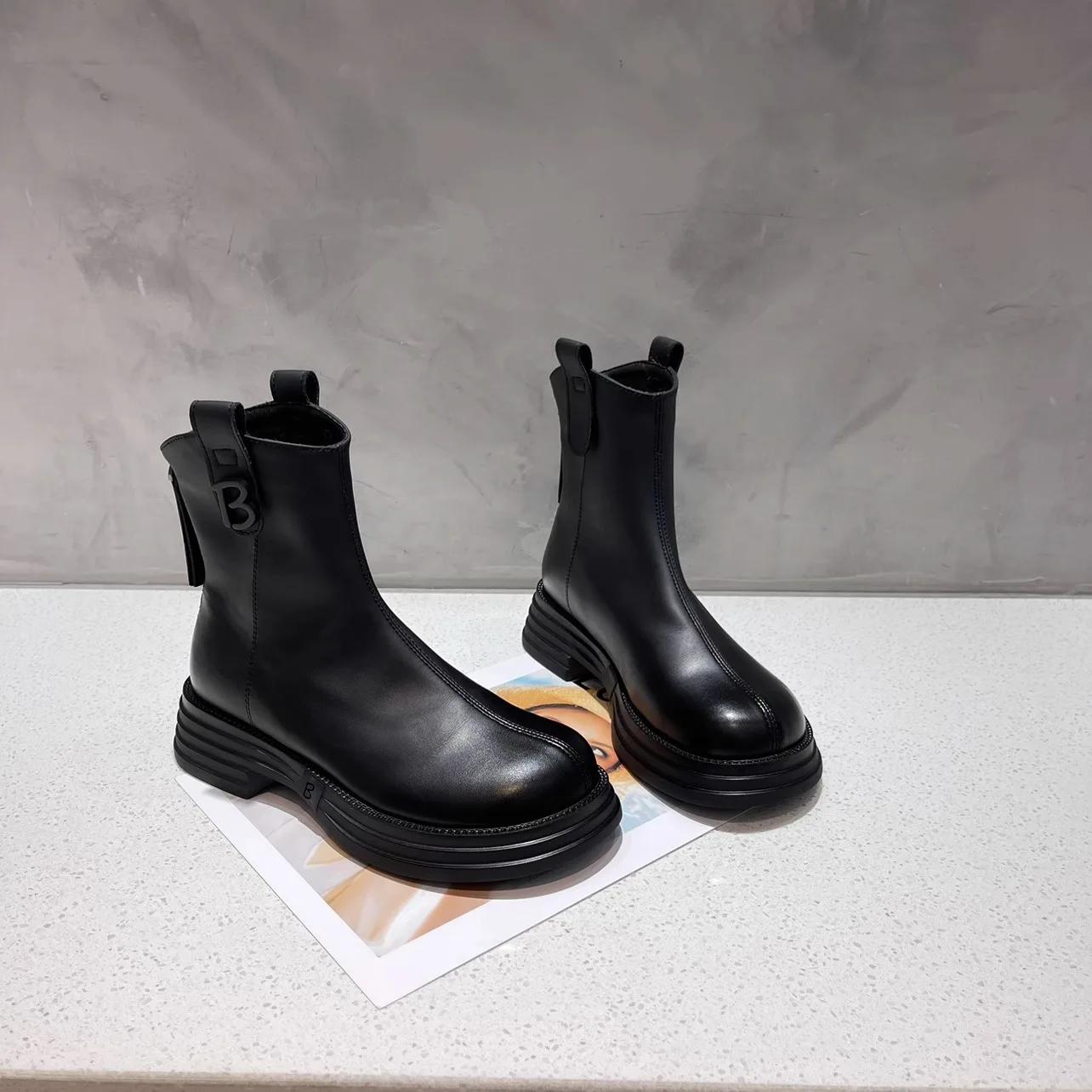 

Ботильоны на платформе для женщин, модные короткие ботинки с молнией сзади и толстой подошвой, осенне-зимняя обувь, элегантные женские ботильоны 40 чёрный