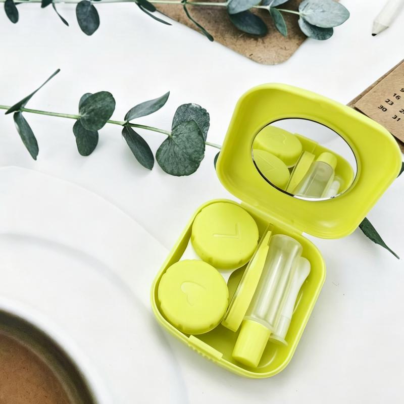 1PC Contact Lens Box Holder Portable Small Lovely Travel Solid Colour Eye Contact Lenses Case Container Soak Storage Case Kit