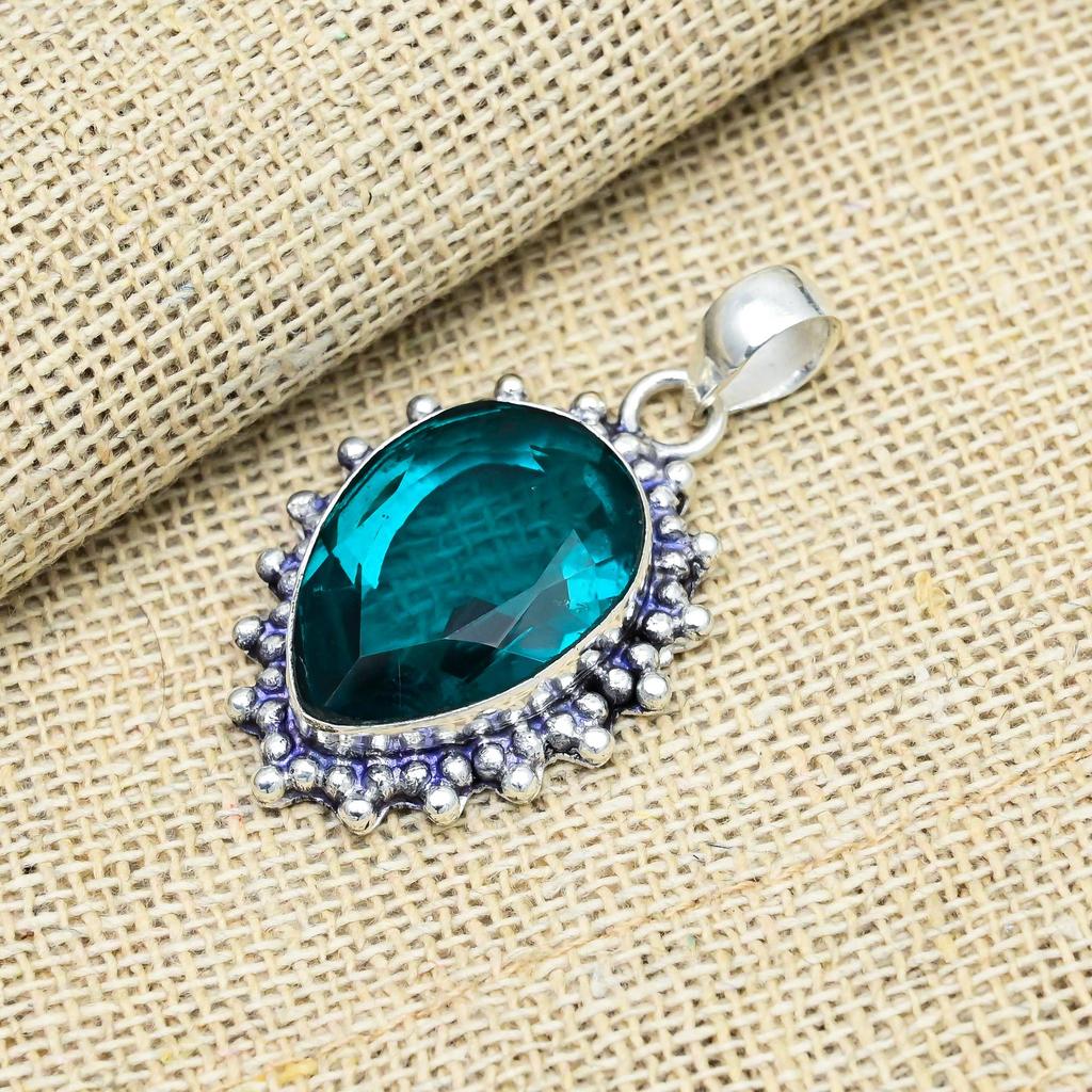 Entzückender Indicolite Edelstein Schmuck Handgefertigter 925 Sterling Silber Anhänger für Oma Geschenk