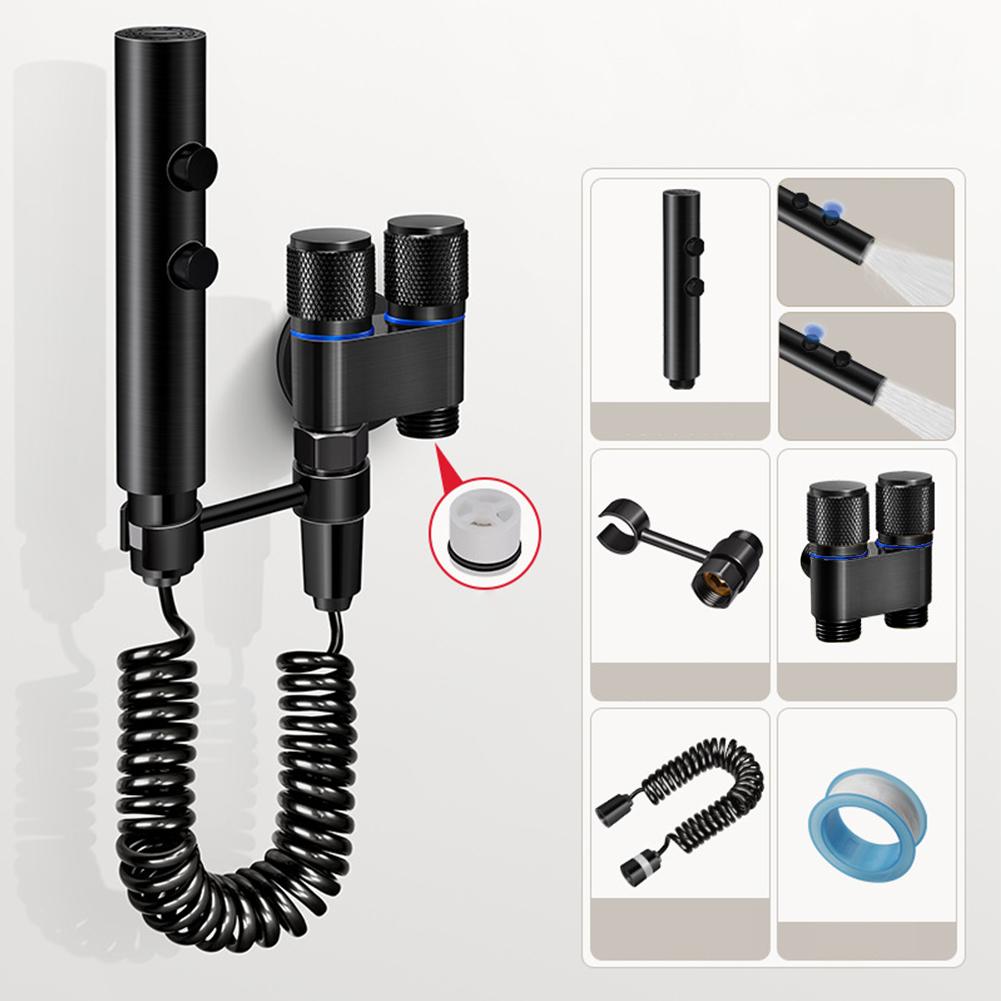 Angle Valve 62x69mm Handheld Bidet Sprayer Dual-switch Water Outlets Easy To Install Spray Mode Stainless Steel Construction