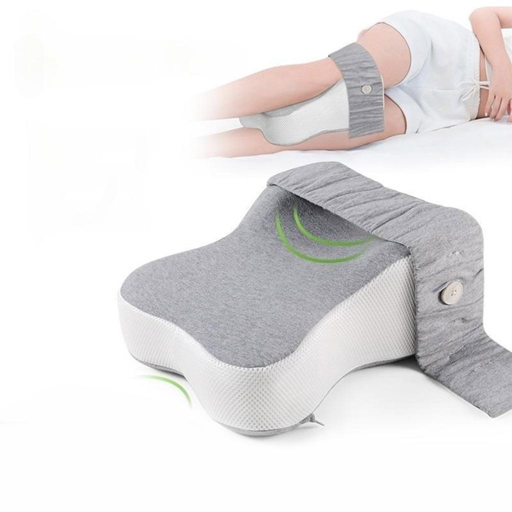 Ergonomic Supportive Memory Foam Thighs Knee Rest Leg Pillow with Fixed Strap for Side Sleeping Spine Alignment Cushion