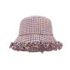 Retro plaid lace bucket hat women's spring summer travel versatile washbasin hat sunshade sunscreen hat