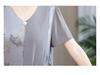Elegante conjunto de verano de chifón de dos piezas para mamá – Manga corta, talla grande, para mujeres de mediana edad y mayores.