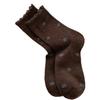 Coffee-colored Wool Socks for Women, Mid-calf Socks for Autumn and Winter, Thickened Cashmere Warm, Retro Heart-shaped Striped Long Socks