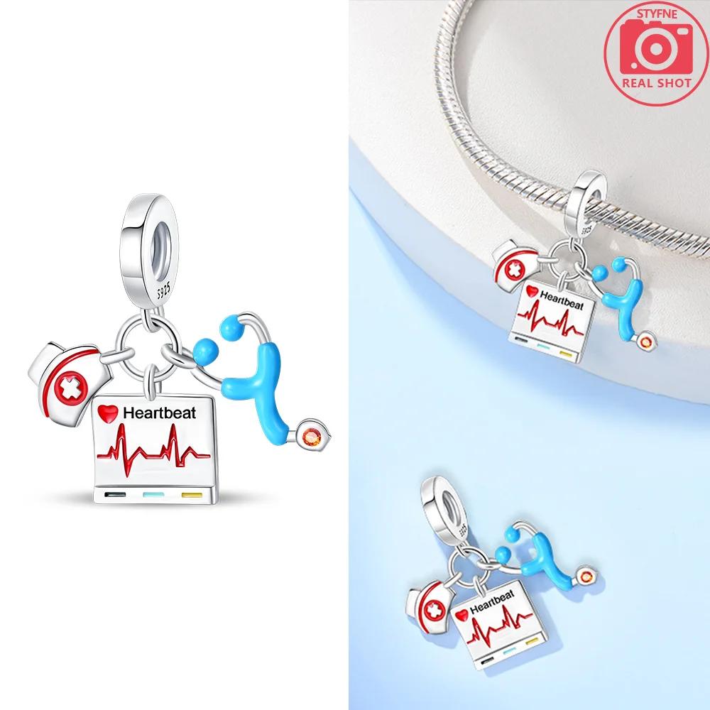 Copper Dental Medical Series Emergency Kit Nurse Hat Stethoscope Charms Pendants Fit Original Bracelets Diy Jewelry