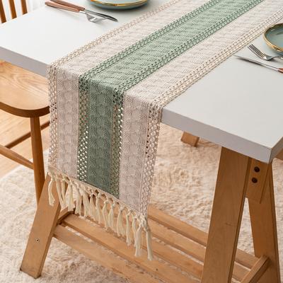 Bohemian Rustic Wedding Bridal Shower Dinner Cotton Linen Table Runner