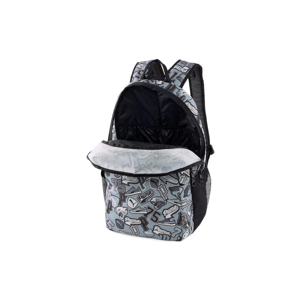 Puma Fashion Print Pattern Zipper Closure Fabric Backpack Unisex Backpacks Light-Gray 079133-10