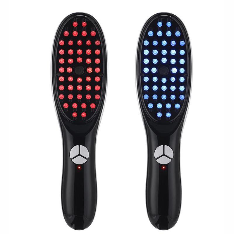 Anti Hair Loss Scalp Care Electric Massage Comb Red And Blue Light Therapy Scalp Vibration Massage Brush Hair Growth Massager