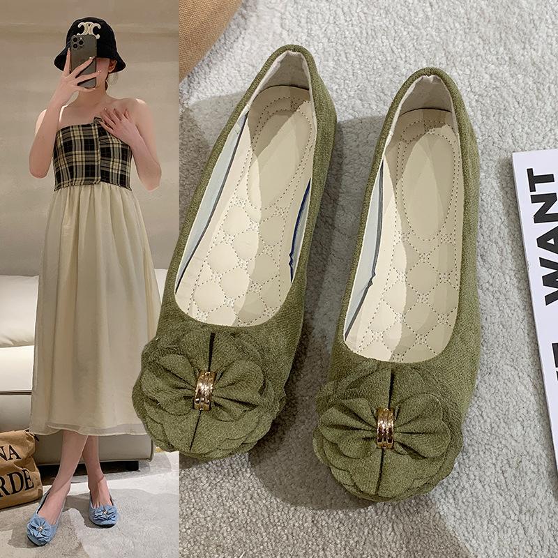 Women Girls Solid Big Size Slip On Flat Shallow Comfort Casual Single Shoes