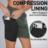 Herren Badehose mit Kompressions-Innenhose 2 in 1 Schnelltrocknende Herren Badeshorts mit Boxer-Innenslip Surfen Dehnbar Strandshorts mit Reißverschlusstaschen_gg