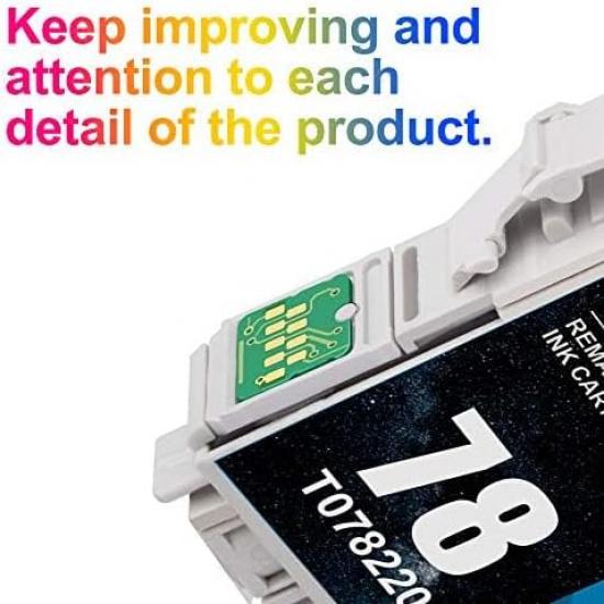 Uniwork 78 Ink Cartridge Remanufactured for Epson 78 T078 Use In Artisan 50 Stylus Photo R260 R280 R380 RX580 RX595 RX680 Printer Tray (7 Pack)