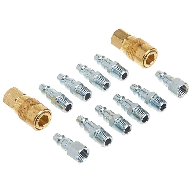 ABBP-(S-210) 12-Piece M-Style Air Coupler And Plug Kit 1/4" NPT Connection Max Pressure 300 PSI Flow Rate 40 SCFM