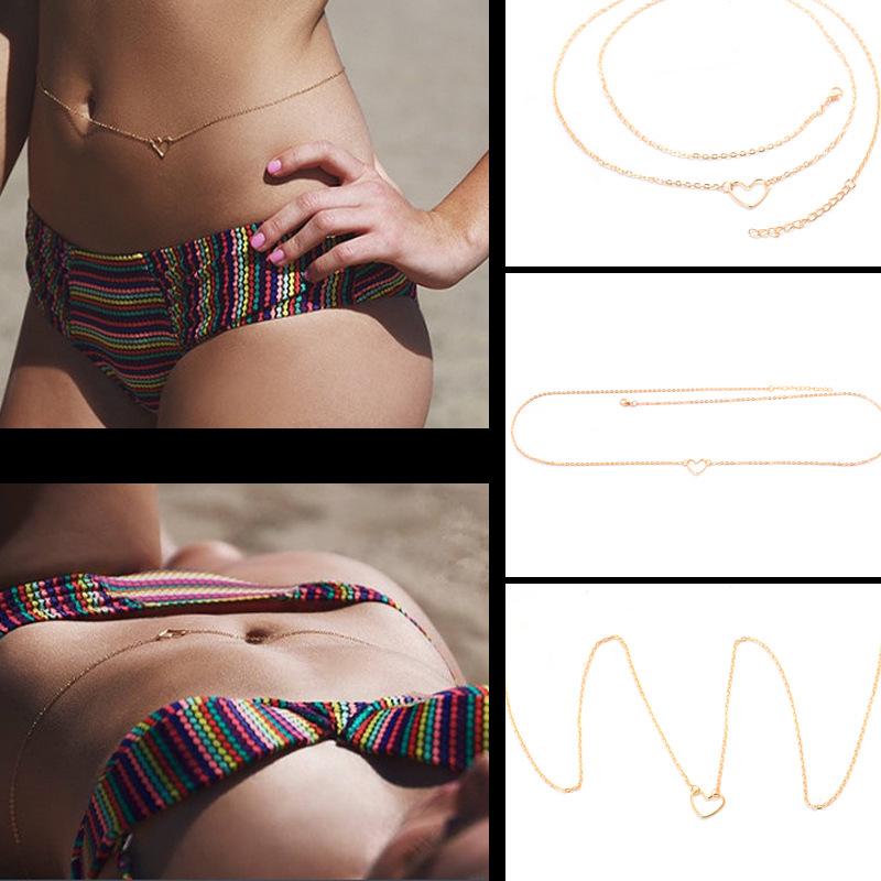 European & American Style Sexy Hollow Heart Waist Chain - Summer Beach Bikini Body Jewelry
