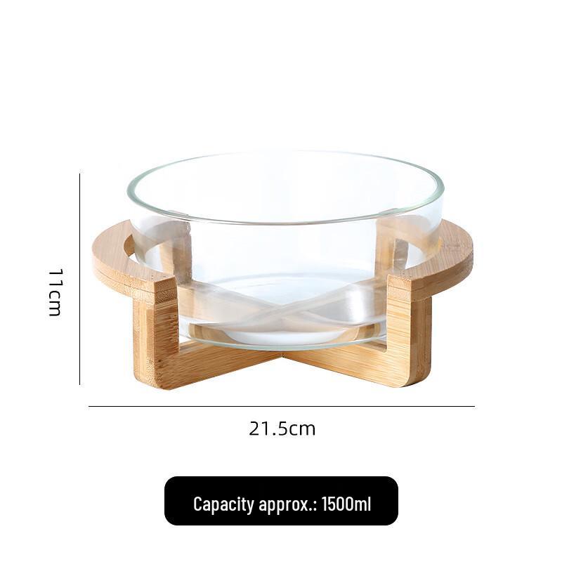 Bamboo Wood Base Glass Fruit & Snack Plate