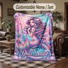 Mermaid Theme Throw Blanket Custom Name Text Personalized Blanket Soft Cozy Blanket for Home Sofa Bed