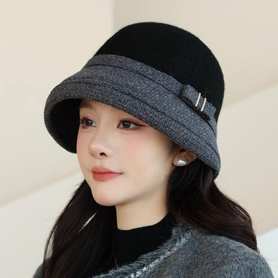 Fashion Basin Hat Ladies Retro Elegant Bucket Hat Autumn and Winter Warm Woolen Bucket Hat Winter Hat for Women, Ladies Winter Hats