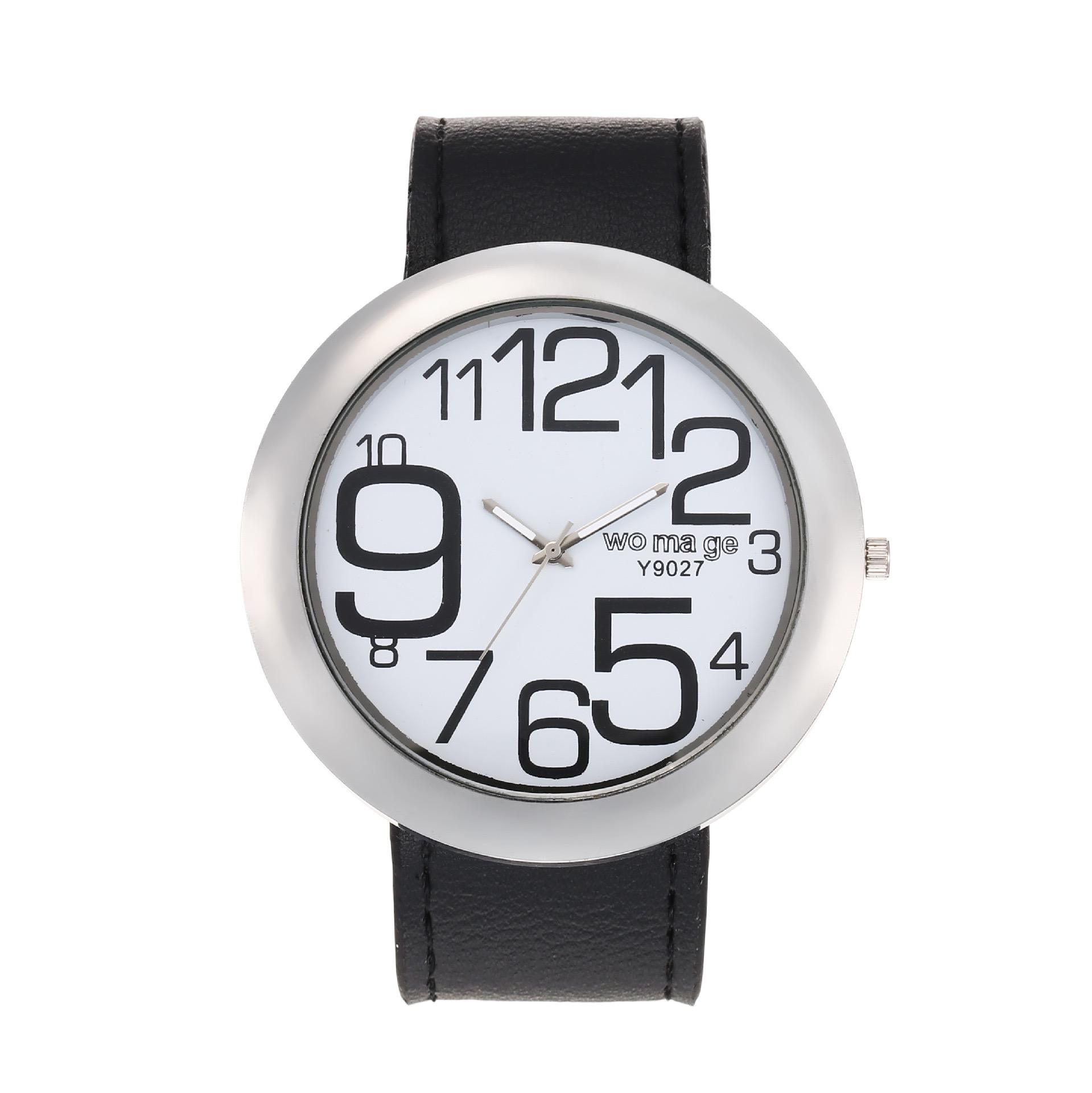 Men Women Watch Punk Style Oversized Dial Roman Numeral Watch Leather Quartz Wrist Watch Creative Wrist Watch Unisex чёрный