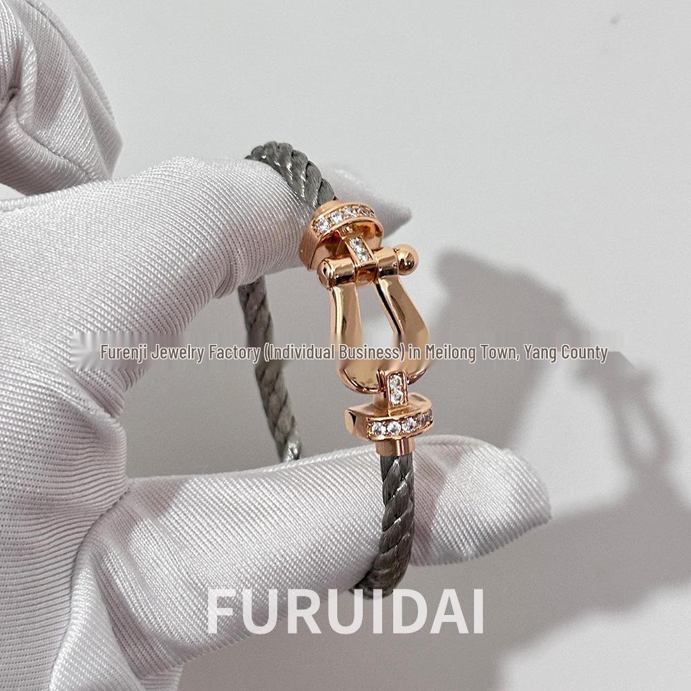 Fei Family Diamond Horseshoe Bracelet: Zodiac-Themed DIY Steel Wire for Couples