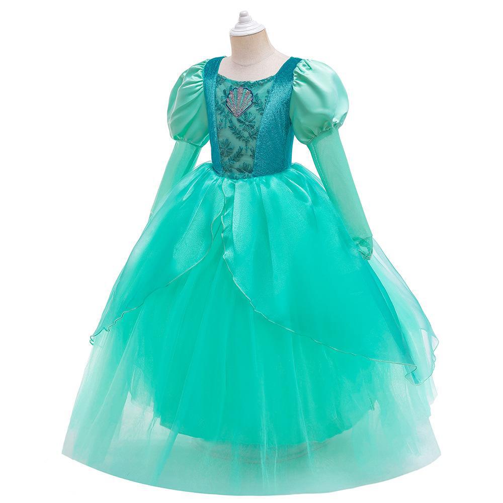 Jasmine Aladdin Princess Mermaid Cosplay Dress for Girls - Halloween Performance & Flower Girl Outfit
