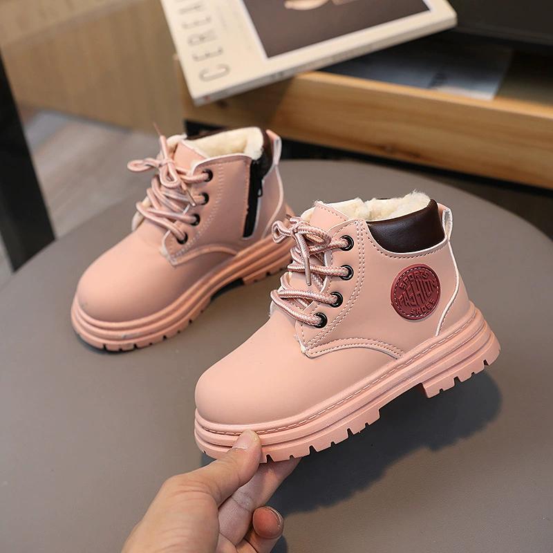 Children's Martin Boots Winter Velvet Thickened Boys and Girls Warm Cotton Boots Middle and Older Children Non-slip Short Boots Baby Boots