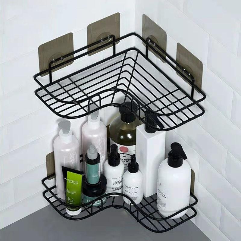 Toilet Storage Rack Bathroom Shelf No-Drill Corner Shelf Shower Wall Mounted Shelf Bracket Bathroom Accessory Organizer Shampoo