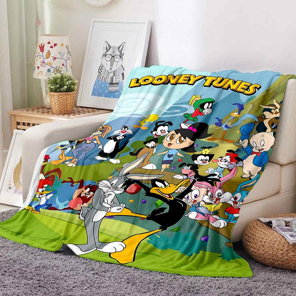 

1pc Looney Tunes Cartoon Character Flannel Throw Blanket - HD Printed Lightweight Soft Warm All-Season Blanket for Sofa, Bed, Travel201 130cmx150cm