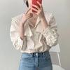 Korean Fresh Age-Defying Polka Dot Peter Pan Collar Puff Sleeve Loose Top - 2025 Spring/Autumn Collection
