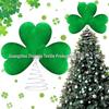 St. Patrick's Day Tree Topper: Green Lucky Four-Leaf Clover Metal Decoration