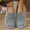 Fashion Solid Color Square Toe Mesh Loafers Shallow Women Flats Shoes Soft Bottom Knit Ballet Flats Shoes Casual Slip On Boat Shoes 43