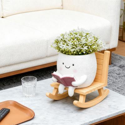 Smiley Gesicht Pflanztopf Blumentopf Weihnachtsgeschenk Blume Harzkopf Pflanzgefäße für Balkon