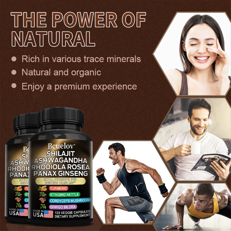 Capsule Bcuelov 15250mg contenenti Solanum Ubriaco Sudafricano Rhodiola Ginseng per Migliorare l'Energia 120 capsule