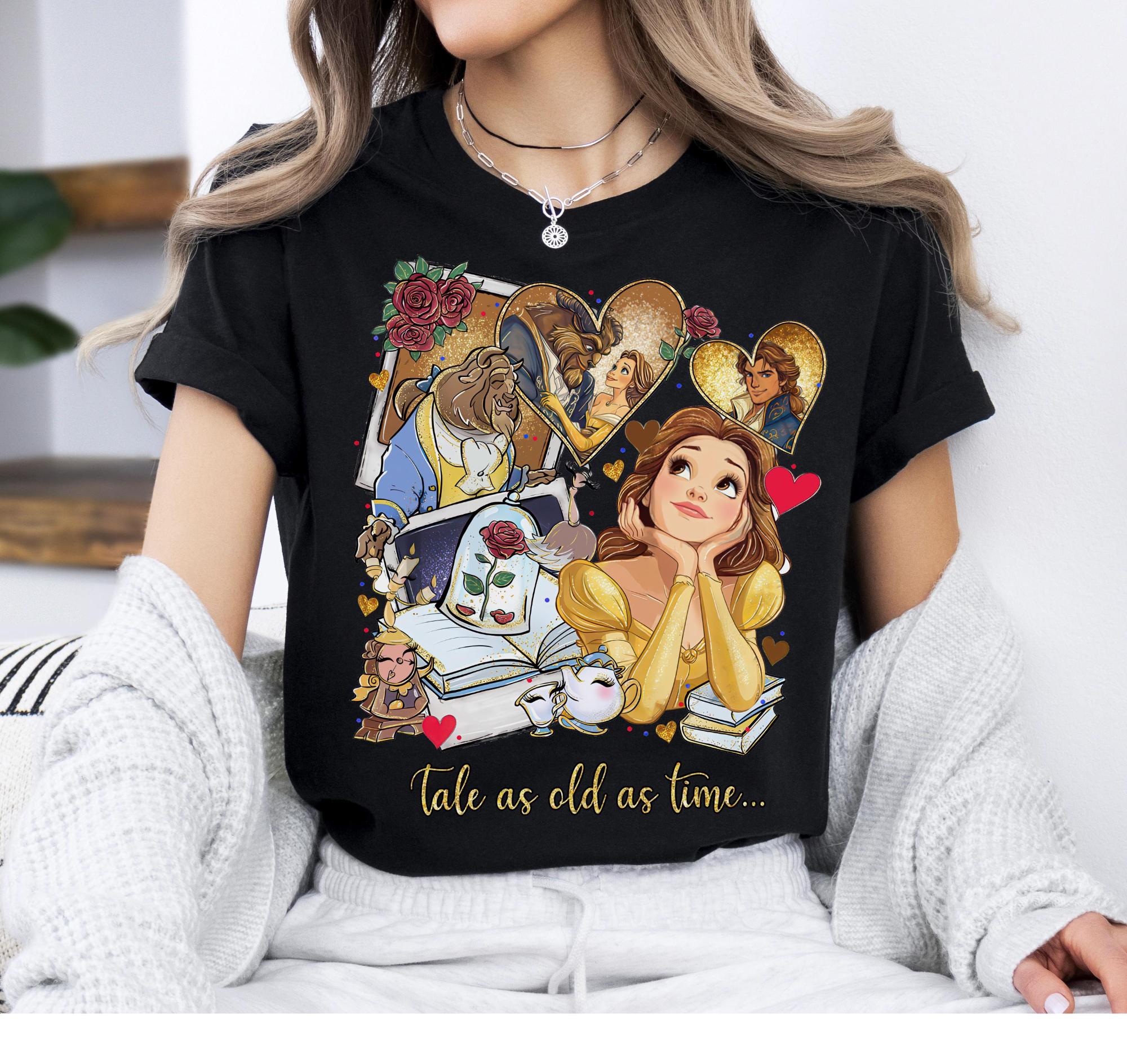 Beauty and The Beast Belle Princess Tshirt Belle Princess Fairy Tale Tshirt Park Family Tshirt S