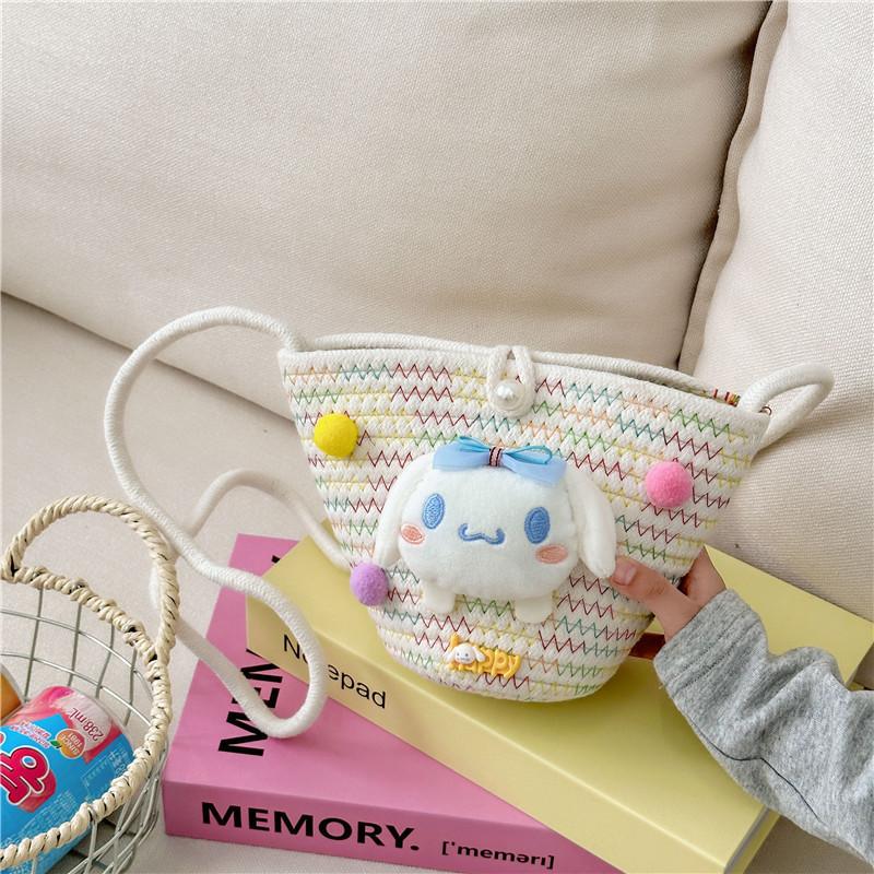 Очаровательная Мультяшная Детская Сумка Милый Плюшевый Медвежонок Плетеная Весна Лето Через Плечо разноцветный