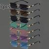 7 Piece Frameless Fashion Glasses Set With Simple Rectangular Lenses Fashion Glasses For Both Men And Women