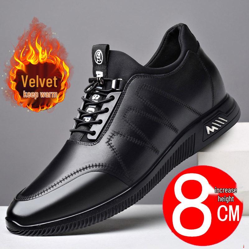

Men s Premium Leather Height-Boosting Casual Shoes - 6CM Lift, Trendy Design, White 41