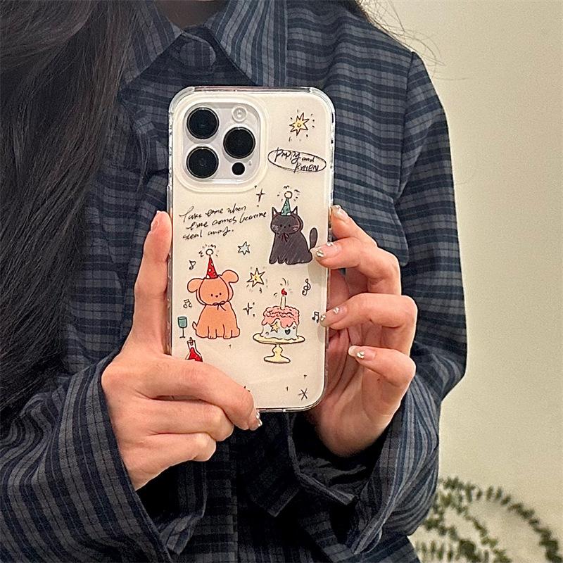 Cute cake puppy cat party for iphone11Promax iPhone 11 mobile phone case 11 double layer 11 female