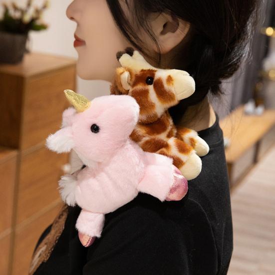 Animal Plush Doll Shoulder Magnet Stuffed Animal Toy Cute Realistic Panda Raccoon Tiger Plushies Birthday Christmas Gifts for Boys Girls