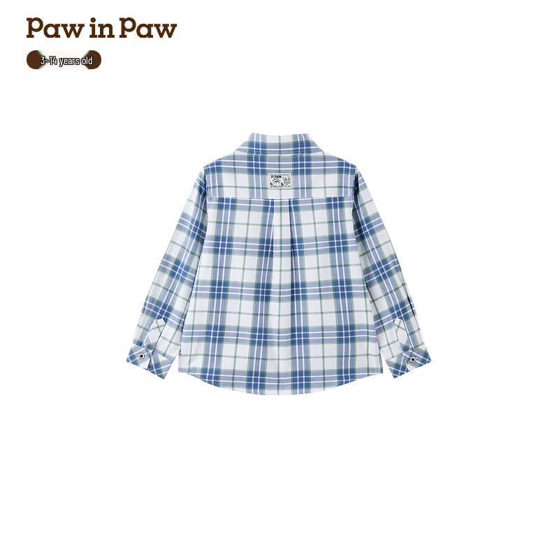 PawinPaw Cartoon Bear Boys' Plaid Shirt
