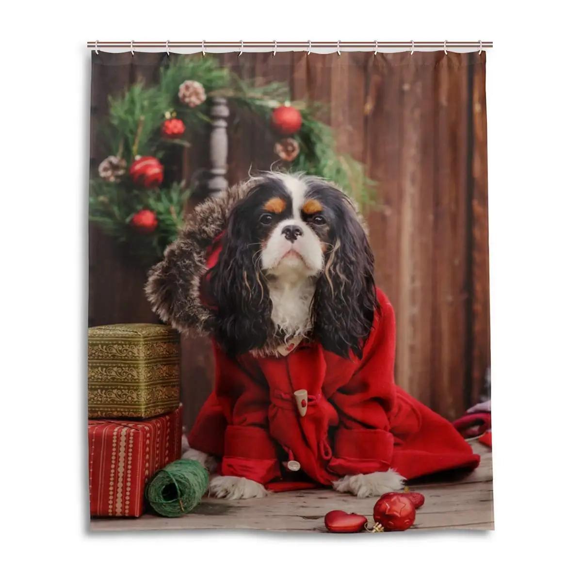 

Cavalier King Charles Spaniel Dogs Shower Curtain Waterproof Polyester Fabric Bathroom Shower Curtains Bathroom Decor With Hooks W60H190(CM)-1 Pcs