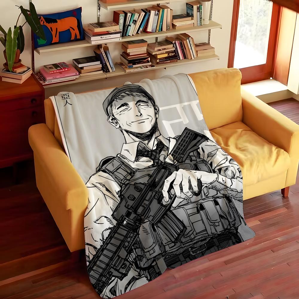 Anime A-Ajin D-Demi H-Human Throw Flannel Cozy Print Blanket, Portable, Durable Machine Washable Cute Cool