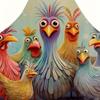 Flax Apron Colorful Chicken Pattern Sleeveless Kitchen Wear Home-cooked Apron Printed Bib Apron Kitchen Supplies.