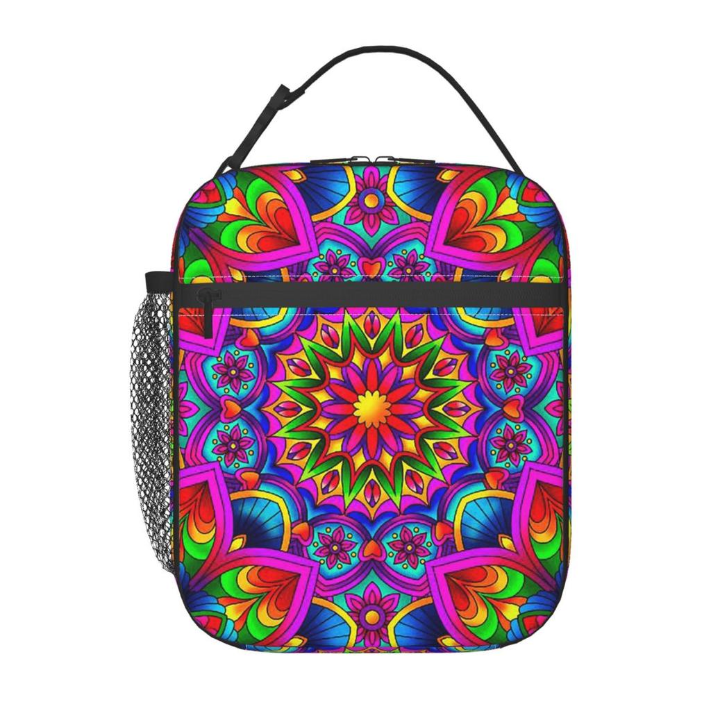 Psychedelic Summer Color Mandala Print Insulated Lunch Bag for Women Children Portable Food Boxes Thermal Lunch Box Tote